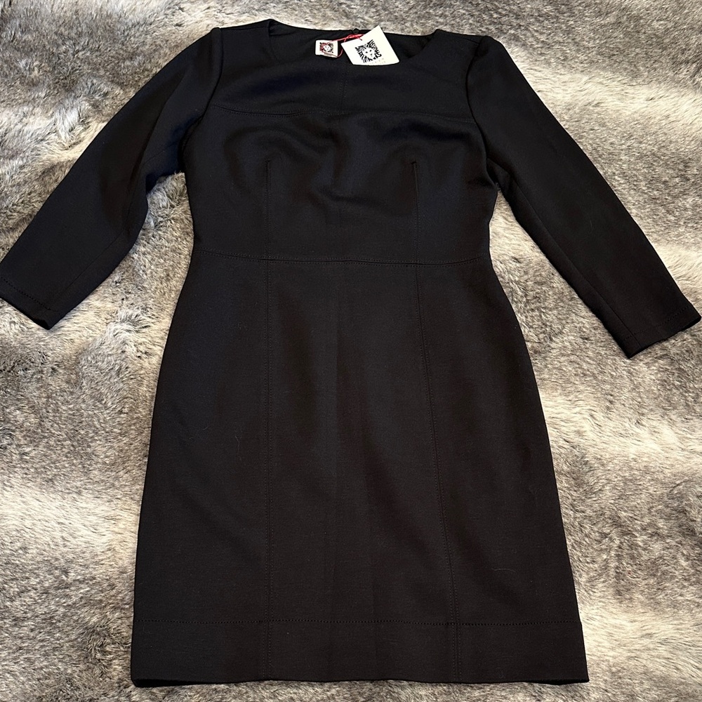 Anne Klein 3/4 sleeve Elegant Black Women's Dress